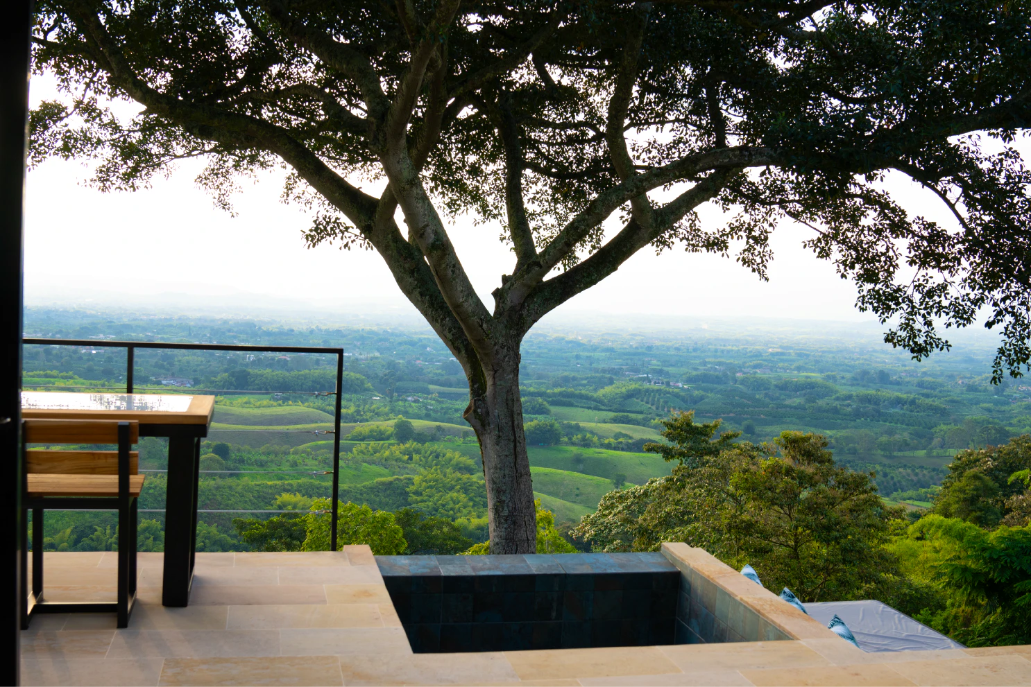Private eco-luxury terrace overlooking Colombia's Coffee Region near Pereira